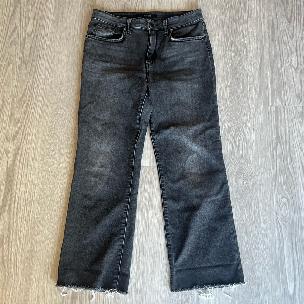 JOE’S Jeans High Rise Wide Leg Cropped Raw Hem Faded Black